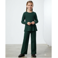 ZX103: Girls 2 Piece Rib Outfit- Green (4-12 Years)